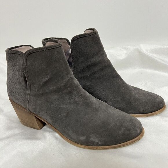Hinge Ankle Boots Size 12 M Gray Booties Block Heel 58665 Boho Western Minimal - Picture 2 of 9